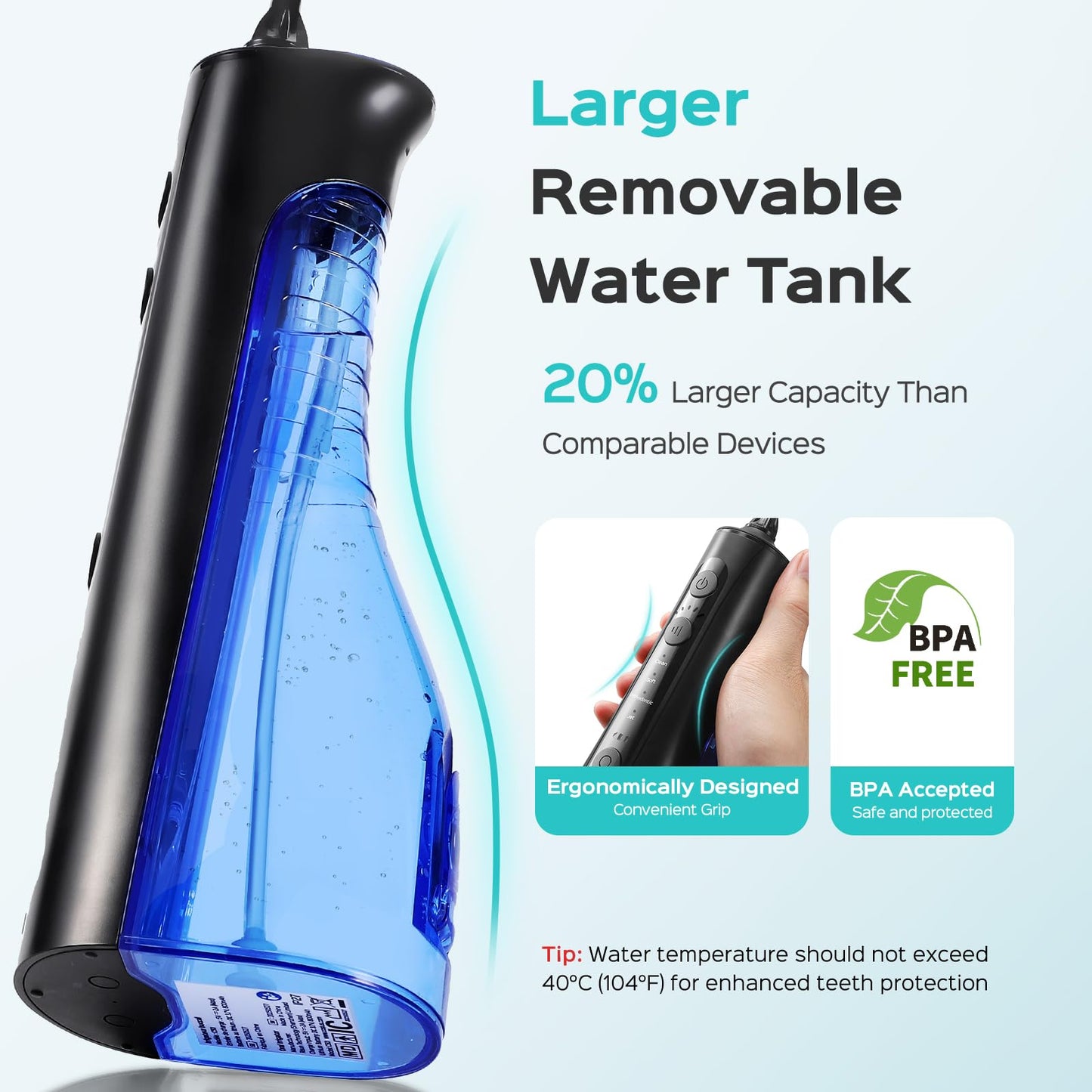 COSLUS C50 Water Flosser for Teeth: 4 Modes & 5 Intensities Water Dental Pick with MDL Accepted for Orthodontic, Braces & Gums Care - Portable for Travel, 4 Tips for Family Use, BPA-Free, Black - Available at All In One Marketplace Canada