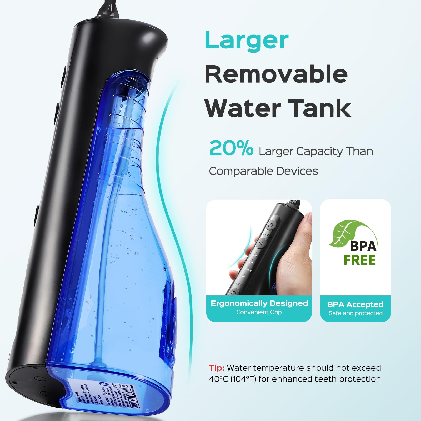 COSLUS C50 Water Flosser for Teeth: 4 Modes & 5 Intensities Water Dental Pick with MDL Accepted for Orthodontic, Braces & Gums Care - Portable for Travel, 4 Tips for Family Use, BPA-Free, Black - Available at All In One Marketplace Canada