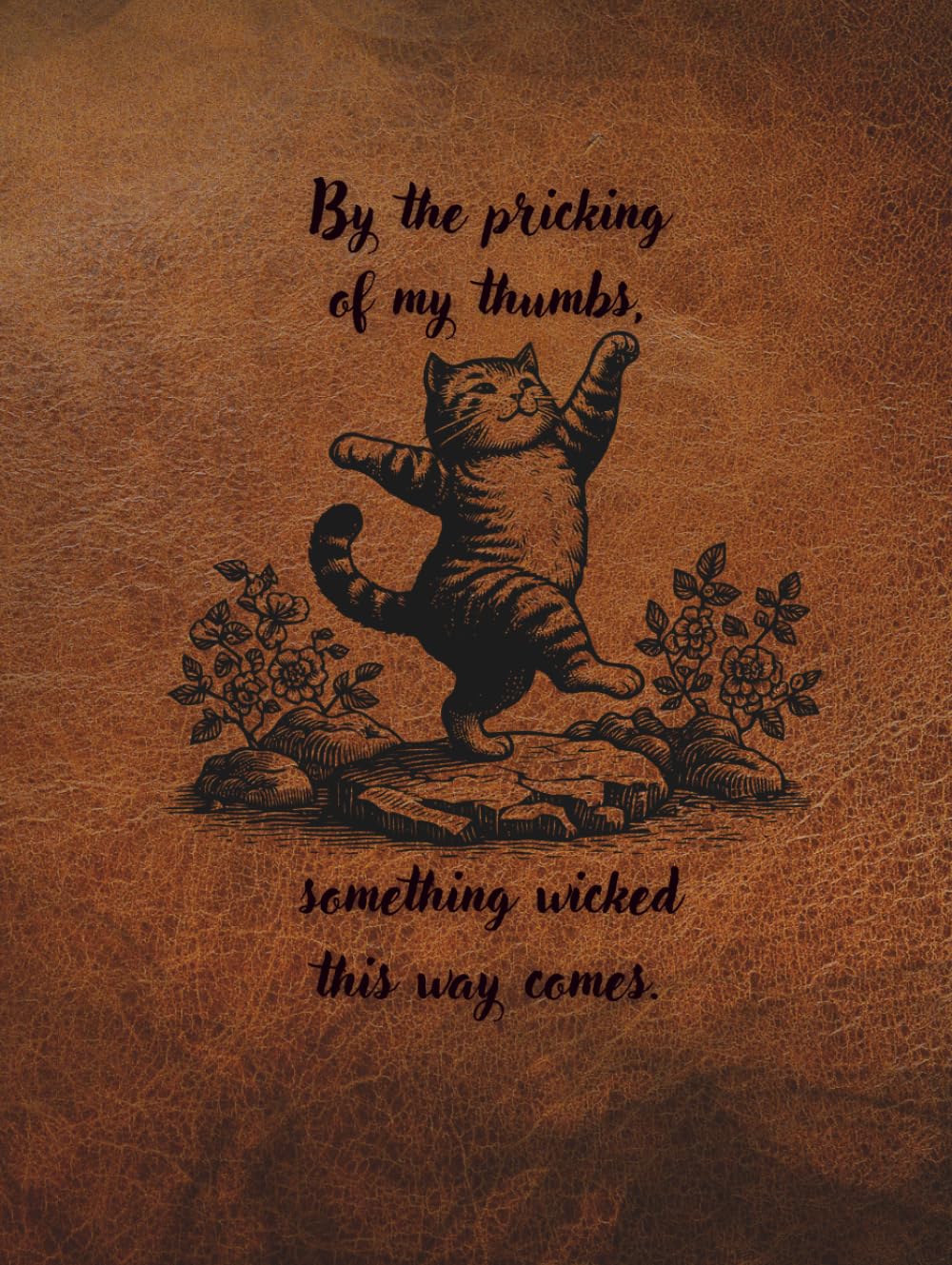 ARABELLA ALLEY Create your own Recipe Book, Journal, Sketchbook, Scrapbook, Photo Album, All-purpose Writing Journal, Halloween, Gothic, 8.5"x11", 300 pages, Hardback with Header Line and blank pages: Dancing Cat, Something Wicked This Way Comes