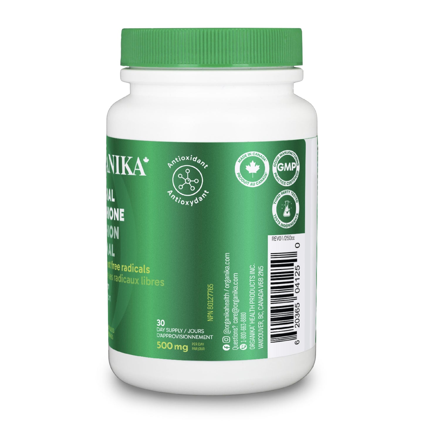 Organika Canadian-Made Liposomal L-Glutathione 500 mg- Supperior Absorption, Potent Antioxidant, Immunity Support, Helps Tissue Repair, Detox - 30vcaps, 30 Day Supply - Available at All In One Marketplace Canada