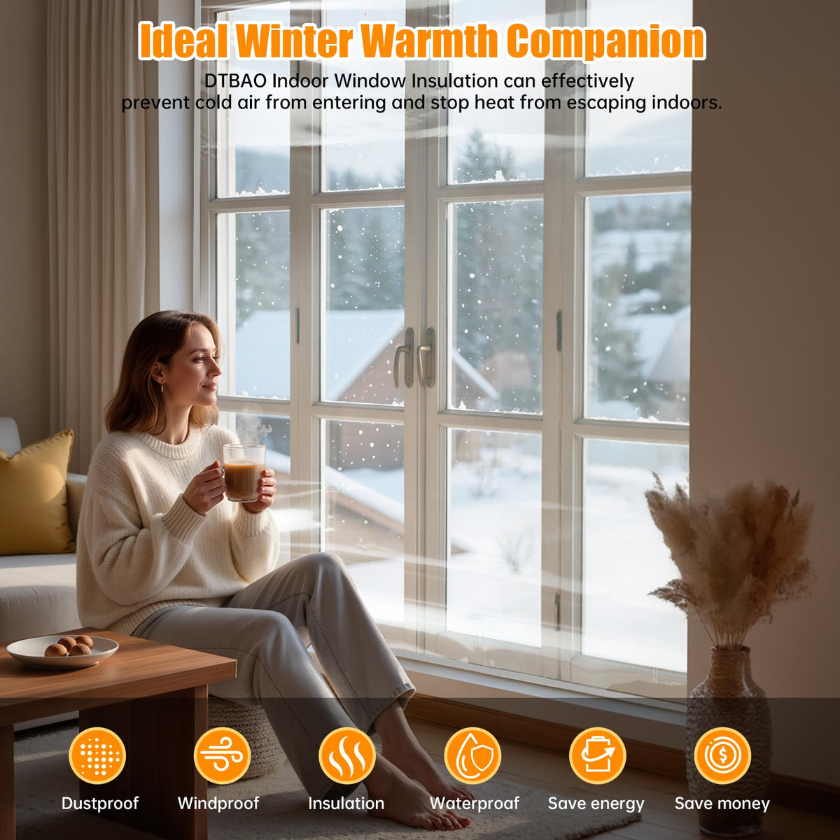 Window Insulation Kit, 63 x 400 Inch Plastic for Window Cold Weather (Fits up to 10 Standard (3'x5') Windows), Indoor Clear Window Film for Winter Covering with Wide Tape, Easy to Install & Remove 🍁 All In One Marketplace Canada