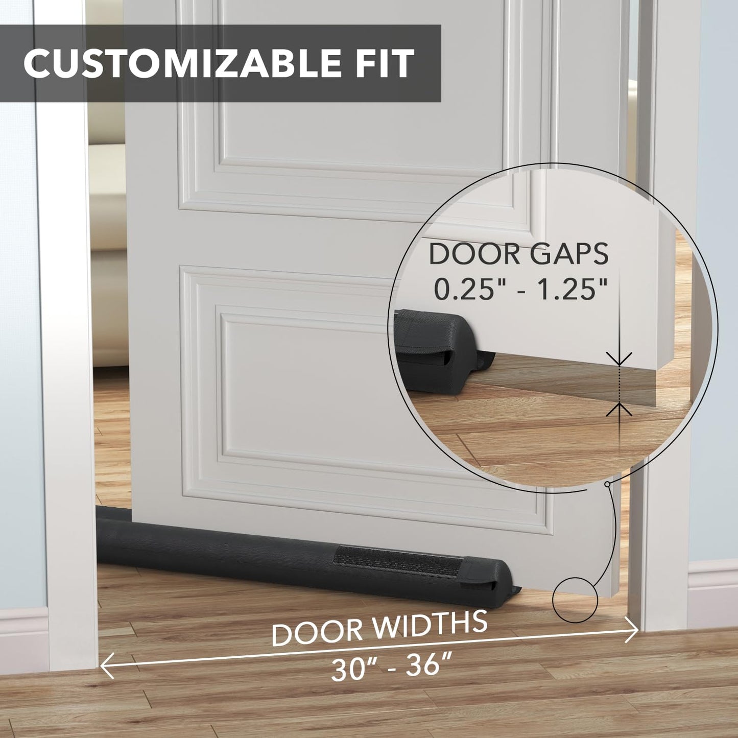 Everlasting Comfort 2 Sided Under Door Draft Stopper for Bottom of Doors - Quick Install, Keeps Heat In & Cold Air Out- Weather Stripping Door Seal Strip & Noise Blocker for Interior -Fits 76 - 91cm W