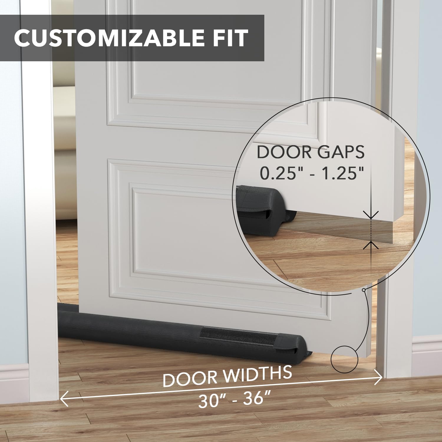Everlasting Comfort 2 Sided Under Door Draft Stopper for Bottom of Doors - Quick Install, Keeps Heat In & Cold Air Out- Weather Stripping Door Seal Strip & Noise Blocker for Interior -Fits 76 - 91cm W