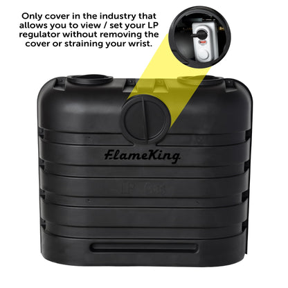 Flame King Dual 30LB LP Propane Tank Light Plastic Heavy Duty Cover for RV, Travel Trailer, Camper - Black Flame King