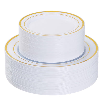 Goodluck 120PCS Gold Plastic Plates, Disposable Party Plates Gold Rim 🍁 All In One Marketplace Canada