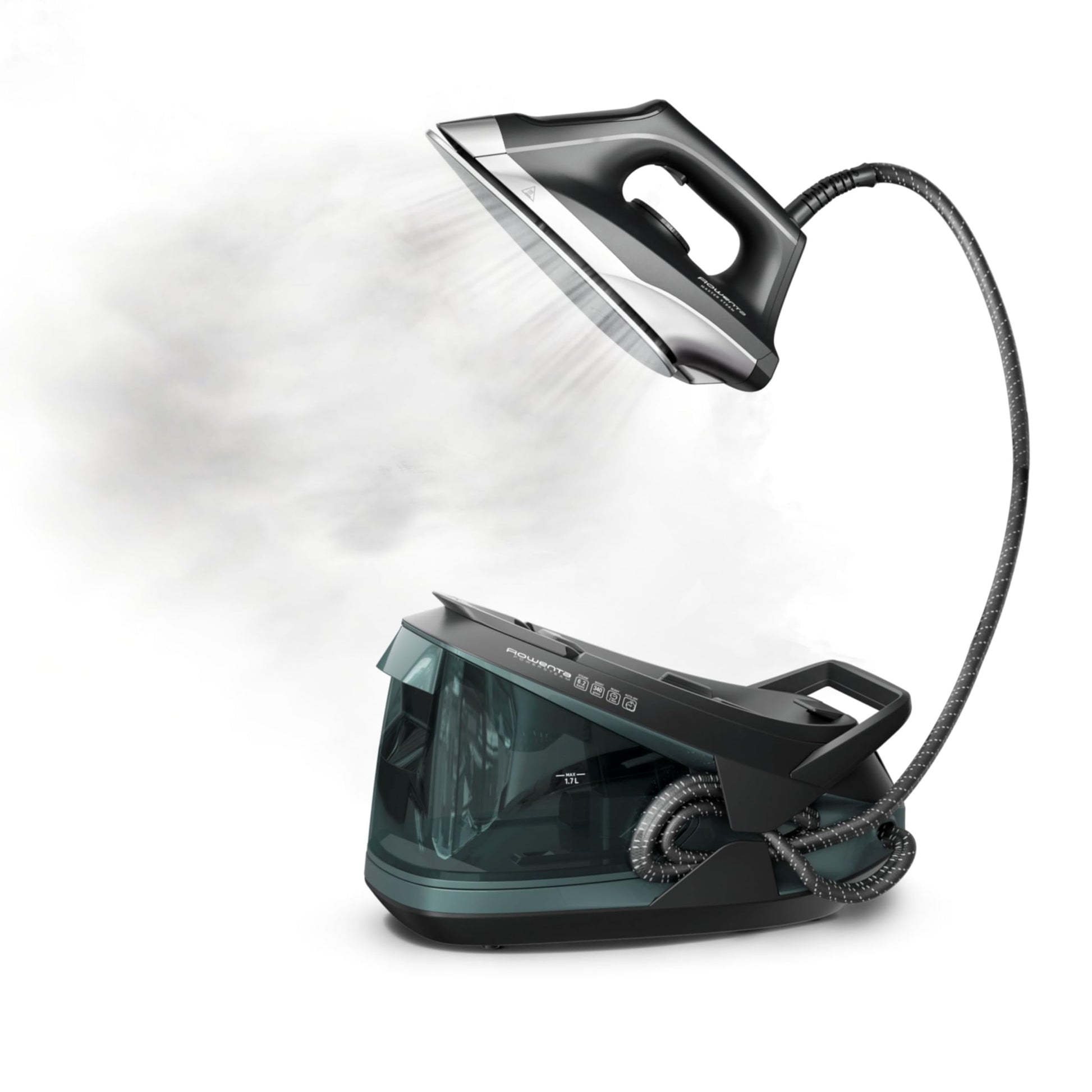 Rowenta Iron Steamer for Clothes Master Steam Station, Professional Steam Iron for Clothes with Stainless Steel Soleplate, 57 Oz, 400 Microsteam Holes, Built-In Pump, 1750 Watts, Black/Green, VR8338 🍁 All In One Marketplace Canada Rowenta