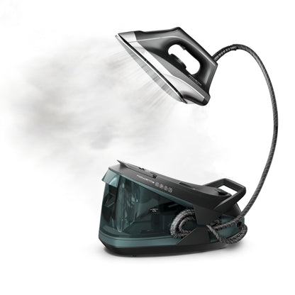 Rowenta Iron Steamer for Clothes Master Steam Station, Professional Steam Iron for Clothes with Stainless Steel Soleplate, 57 Oz, 400 Microsteam Holes, Built-In Pump, 1750 Watts, Black/Green, VR8338 🍁 All In One Marketplace Canada Rowenta