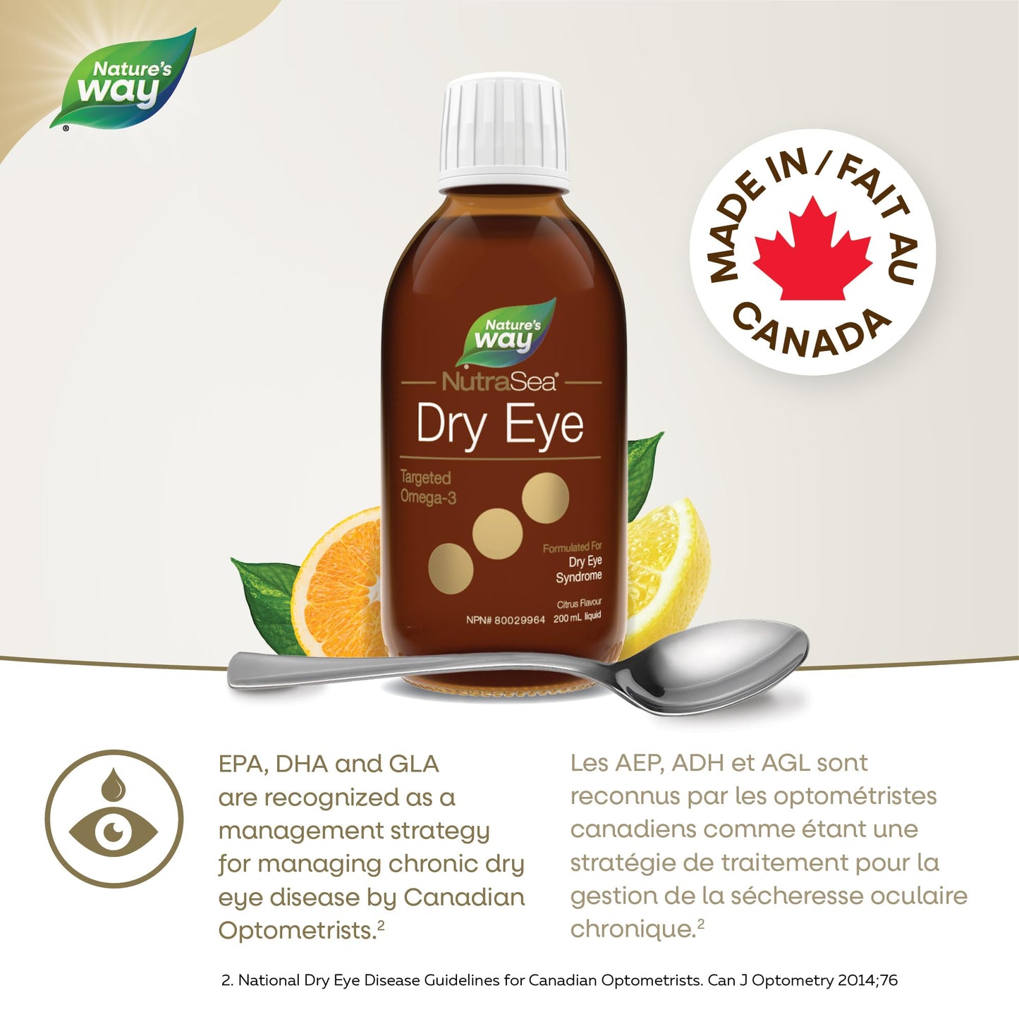 NutraSea Dry Eye Advanced Omega-3 Supplement - Support for Proper Tear Function - Citrus Flavour – 1500mg of EPA+ DHA & 150mg GLA Blend - 200 ml Liquid 🍁 All In One Marketplace Canada