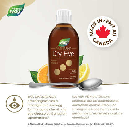 NutraSea Dry Eye Advanced Omega-3 Supplement - Support for Proper Tear Function - Citrus Flavour – 1500mg of EPA+ DHA & 150mg GLA Blend - 200 ml Liquid 🍁 All In One Marketplace Canada