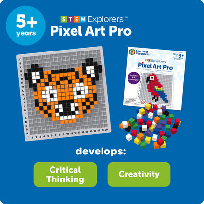 Learning Resources STEM Explorers Pixel Art Pro - Critical Thinking, Math Manipulatives, Problem Solving Skills, Pattern Blocks, Brain Games, Montessori, Fine Motor Skills, Gifts for Boys and Girls