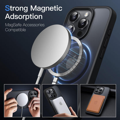 JETech Magnetic Case for iPhone 15 Pro 6.1-Inch Compatible with MagSafe, Translucent Matte Back Slim Shockproof Phone Cover (Black)
