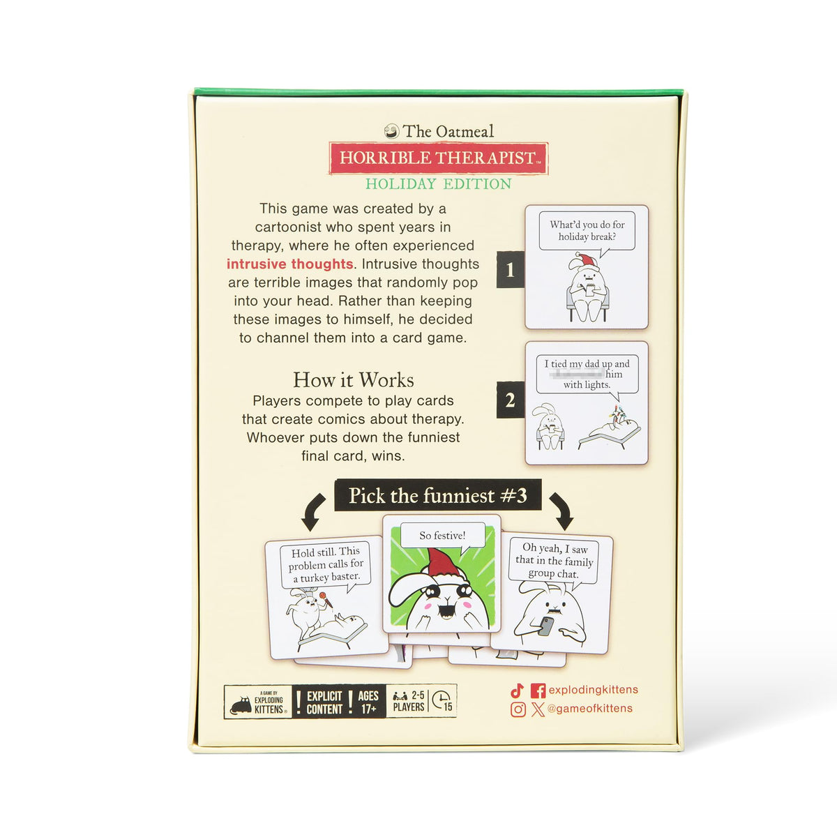 Exploding Kittens Horrible Therapist Holiday Edition, 3-8 Players, Ages 17+ 🍁 All In One Marketplace Canada