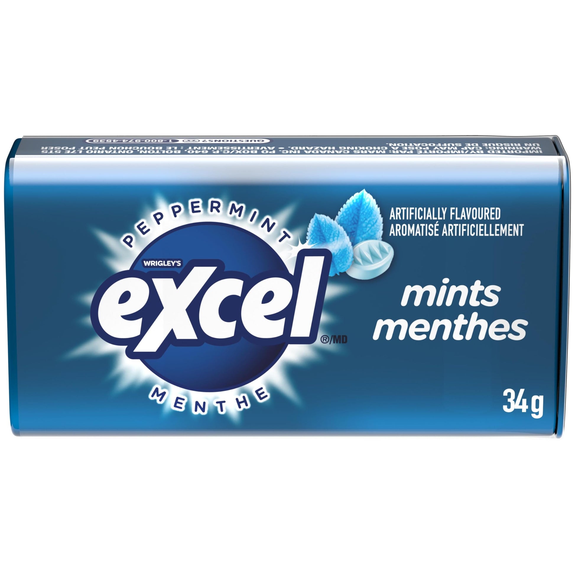 EXCEL, Peppermint Flavoured Mints, 34g, Tin, 8 Packs - Available at All In One Marketplace Canada