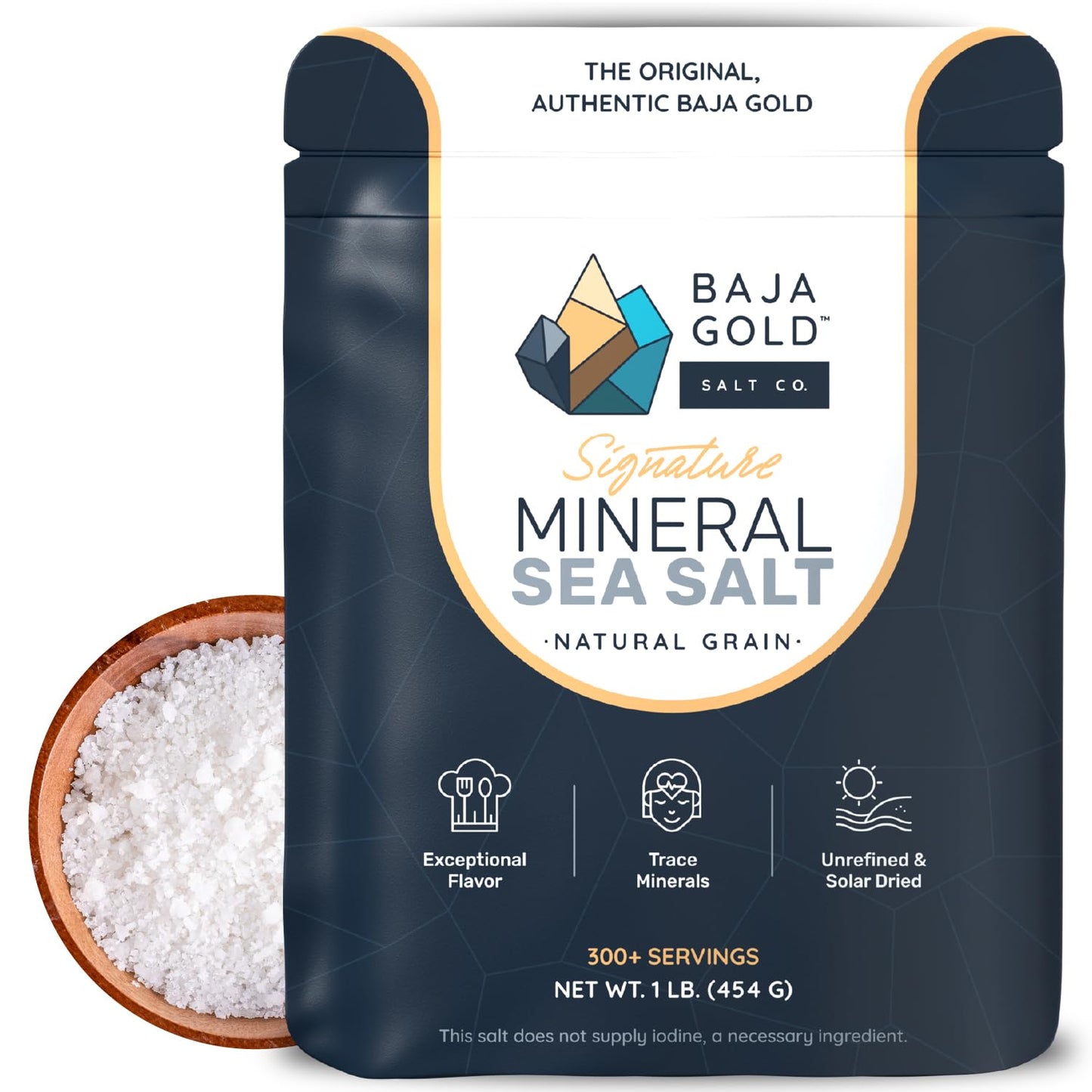 Baja Gold Mineral Sea Salt - Natural Grain Salt for Cooking & Baking | 1 lb. Resealable Bag
