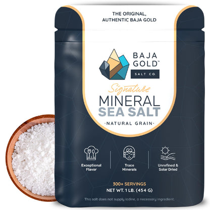 Baja Gold Mineral Sea Salt - Natural Grain Salt for Cooking & Baking | 1 lb. Resealable Bag