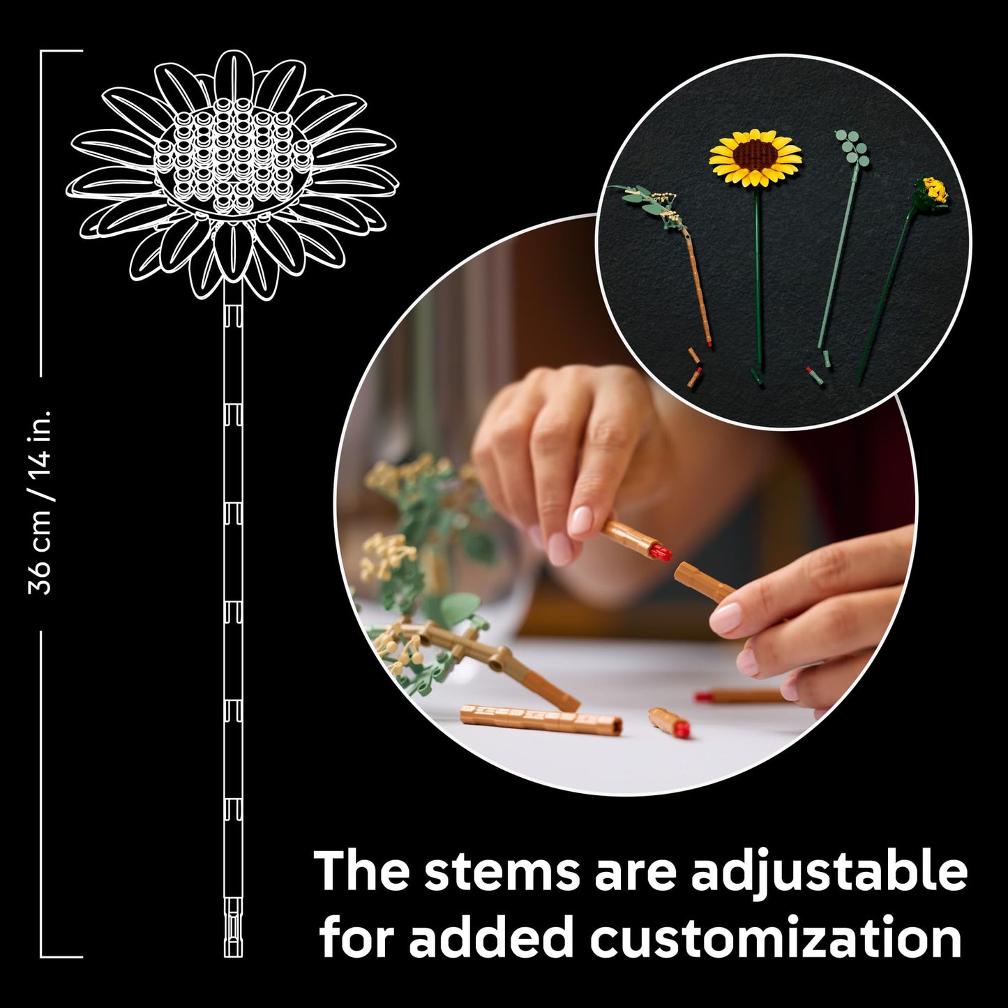 LEGO Botanicals Sunflower Bouquet Building Set for Adults, Ages 18+ - Artificial Flowers for Home Office, Bedroom, or Desk Decor - Gifts for Women & Men - 11502 LEGO