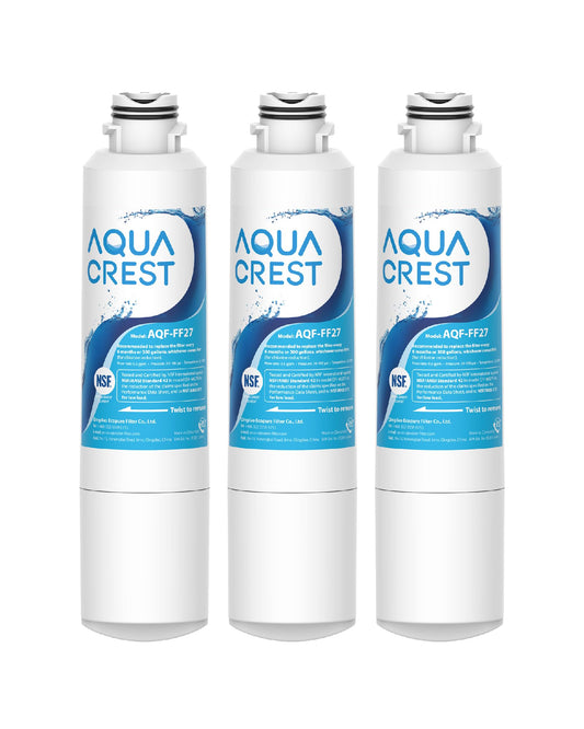 AQUA CREST AQF-FF27 Replacement for Samsung HAF-CIN/EXP, DA29-00020B, RF28HMEDBSR, RF263BEAESR, RF4287HARS, HAF-CIN, DA97-08006A-1, RF28K9380SR, RF28HFEDTSR, Refrigerator Water Filter, 3 Filters