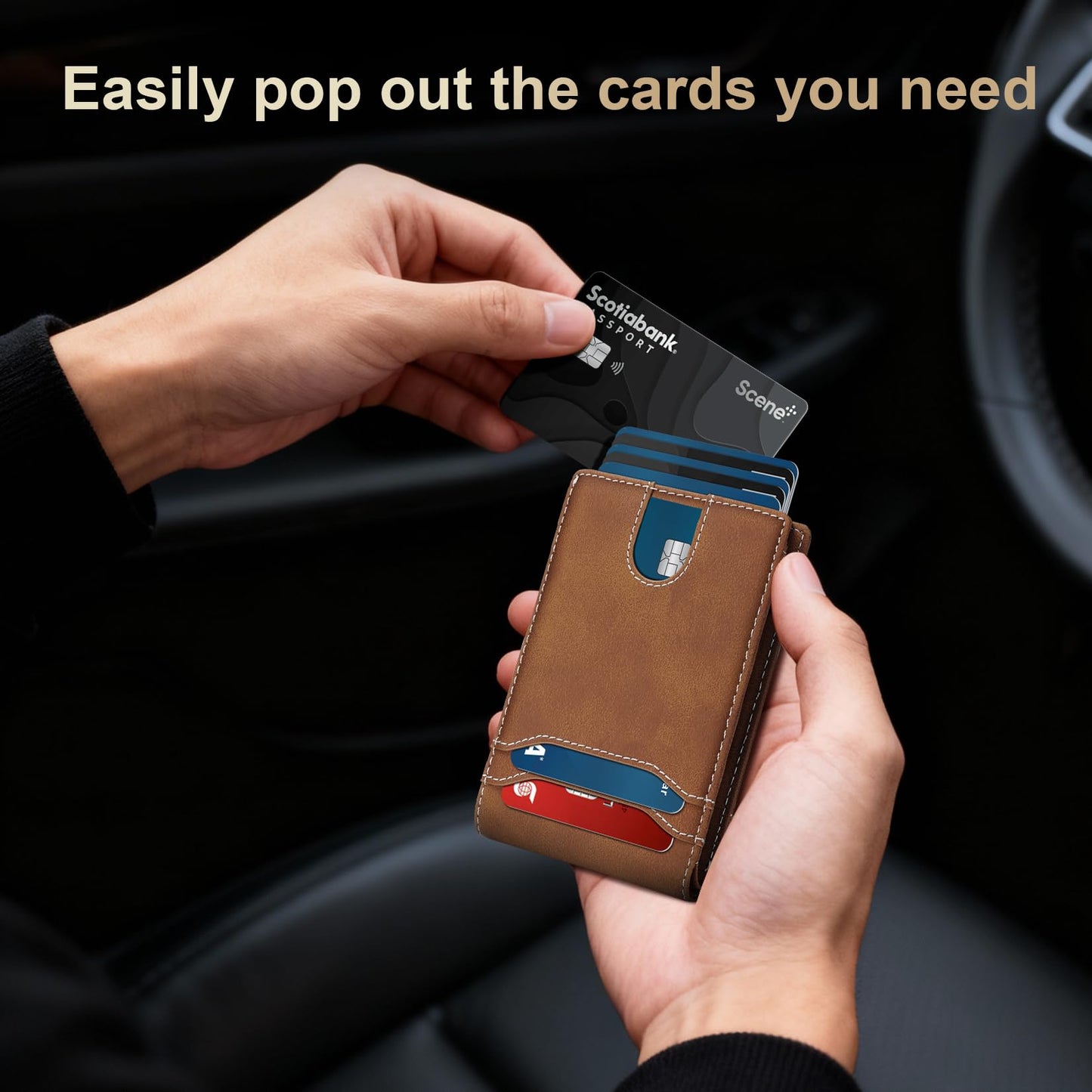 furid RFID Wallet for Men Minimalist: Slim Pop Up Wallet with ID Window - Smart Card Holder for Men - Gift for Father Husband on Father’s Day Birthday Anniversary