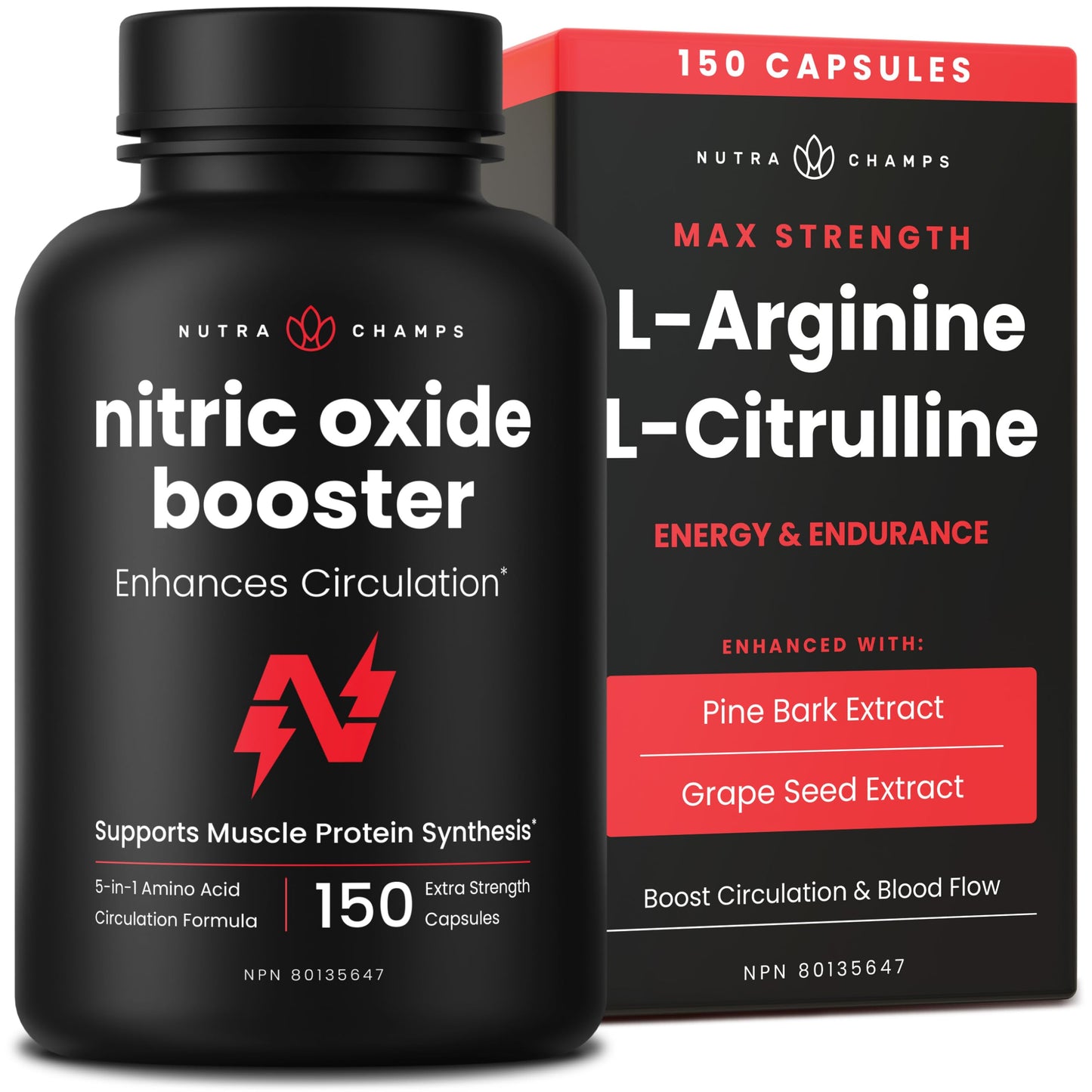 Nitric Oxide Supplement – L-Arginine, L-Citrulline Malate, AAKG, Pine Bark & Grape Seed Extract – Extra Strength Nitric Oxide Booster for Men – Supports Energy, Circulation, Stamina (Pack Of 1) - Available at All In One Marketplace Canada
