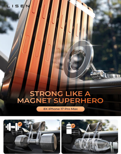 LISEN for MagSafe Car Mount, [24 Strong Magnet] 360° Rotation Magnetic Phone Holder Car Support Cellulaire Auto iPhone Car Holder Mount Dash Phone Mount for iPhone 17 Pro Max Air 16 Plus 15 14 13 12