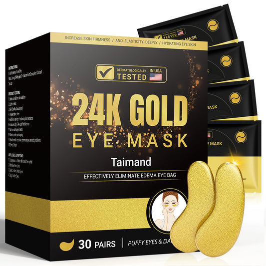 Under Eye Patches (30 Pairs), 24k Gold Eye Patches for Women and Men, Bachelorette Party Favors, Birthday Gift for Women - Skincare Self Care - USA Tested - Available at All In One Marketplace Canada