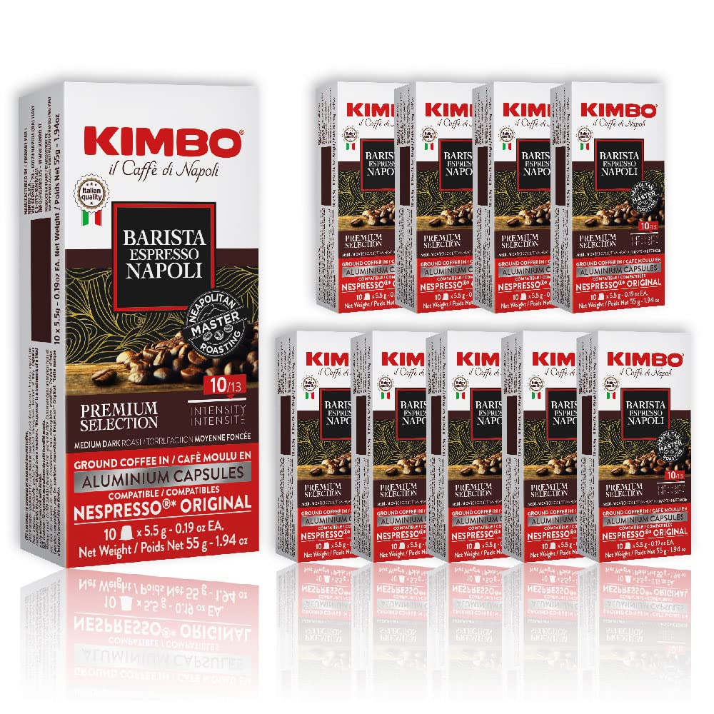 Kimbo Napoli 100 Aluminum Capsules - Medium Dark Italian Espresso for Nespresso Machines
