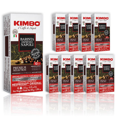 Kimbo Napoli 100 Aluminum Capsules - Medium Dark Italian Espresso for Nespresso Machines