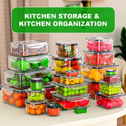 62 Pcs Large Food Storage Containers with Lids Airtight,Total19400ML(31 Containers&31 Lids)- Plastic Food Container for Kitchen Organization - Available at All In One Marketplace Canada