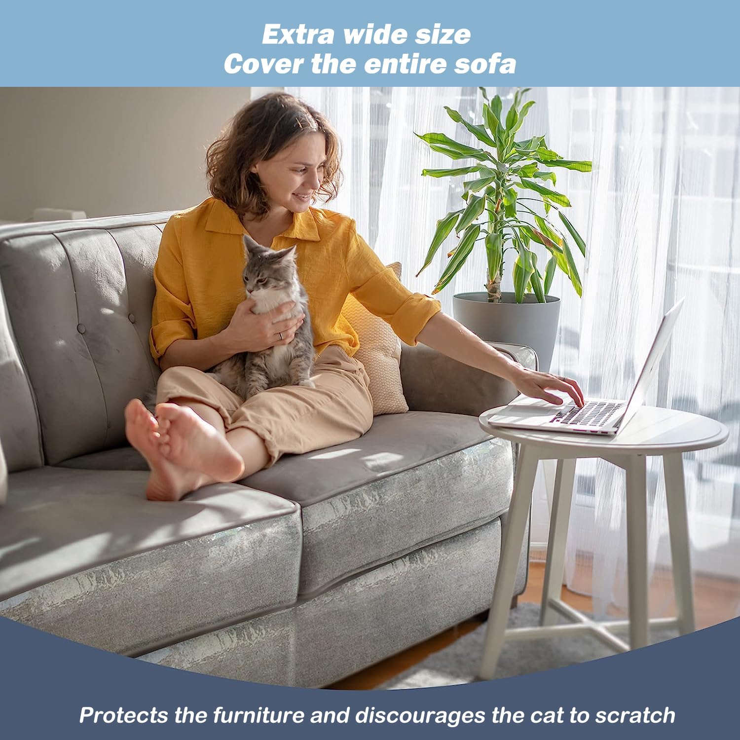 Cat Scratch Protector 15.7" x 118" Self-Adhesive Single Side Furniture Protectors from Cats Scratch Cat Couch Scratch Protector Transparent DIY Cutting Anti Scratch Furniture