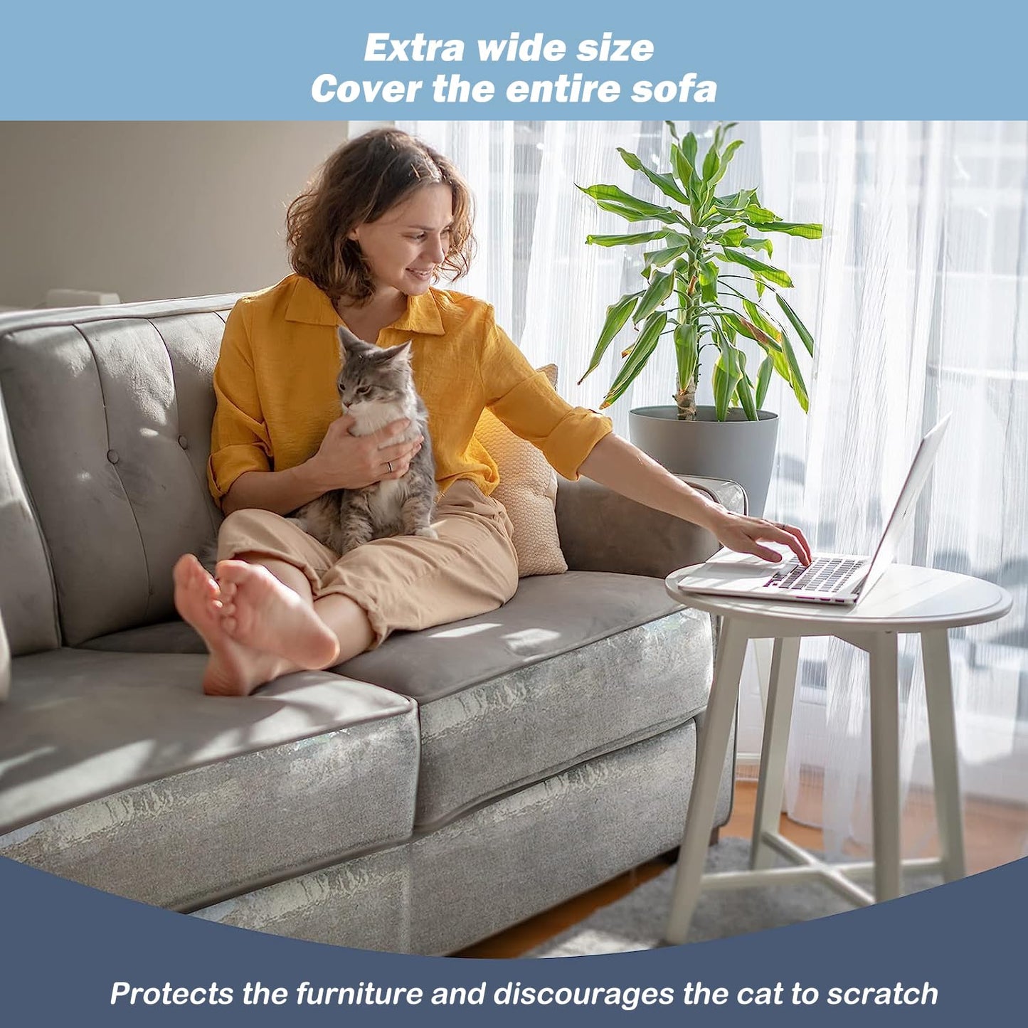 Cat Scratch Protector 11.8" x 118" Self-Adhesive Single Side Furniture Protectors from Cats Scratch, Cat Couch Scratch Protector, Transparent DIY Cutting Anti Scratch Furniture Protector