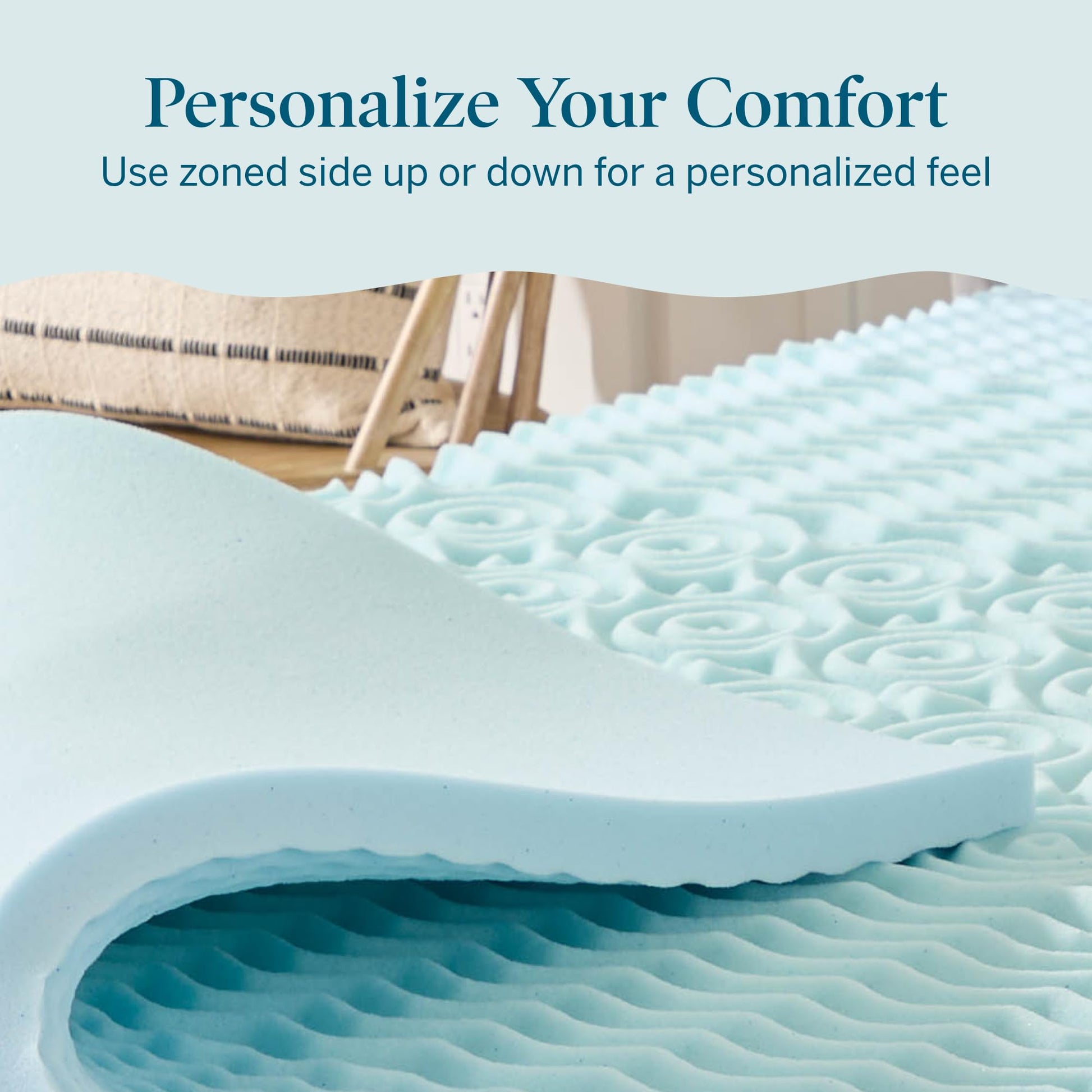 LUCID 2 Inch Gel Memory Foam Plush - Cooling Targeted Convoluted Comfort Zones Mattress Topper - Full LUCID