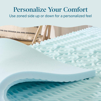 LUCID 2 Inch Gel Memory Foam Plush - Cooling Targeted Convoluted Comfort Zones Mattress Topper - Queen LUCID