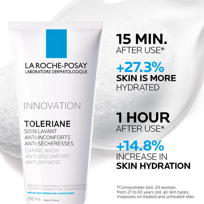 La Roche-Posay Face Wash, Toleriane Hydrating Cleanser with Ceramides, Face Wash for Normal to Dry Sensitive Skin, Soap Free, Fragrance Free, Alcohol Free, 200mL - Available at All In One Marketplace Canada