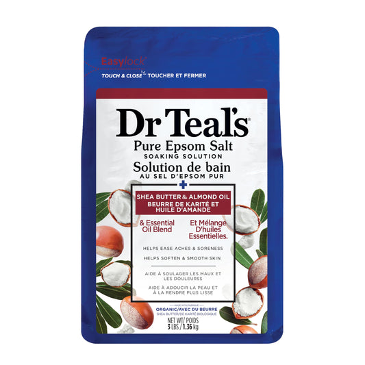 Dr Teal's Pure Epsom Salt Teal's Soaking Solution, Shea Butter & Almond Oil, 48 Oz