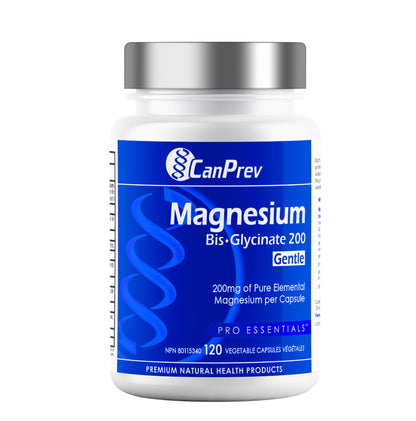 CanPrev Magnesium Bis-Glycinate Gentle 200mg, 120 V-Caps 120-Day Supply - Pure Elemental Magnesium Supplement, Supports Bone and Muscle Function, Gentle on Stomach, Perfect for Daily Magnesium Needs