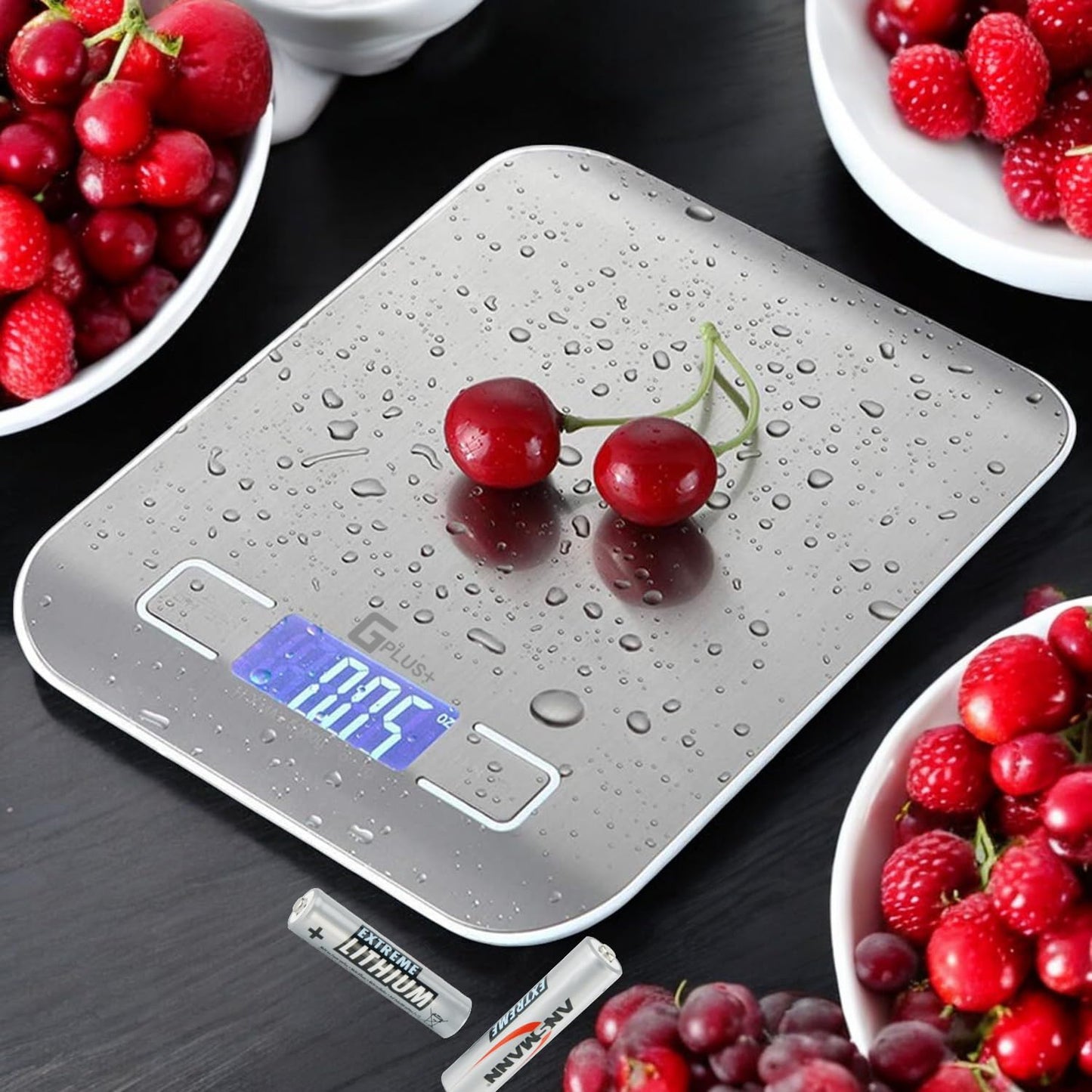 Food Scale, GPlus+ Digital Kitchen Scale, Highly Accurate 5000g/11lb x 0.1oz, Food Scale for Cooking, Baking and Weight Loss, Kitchen Scale with Backlit - Batteries Included - Available at All In One Marketplace Canada