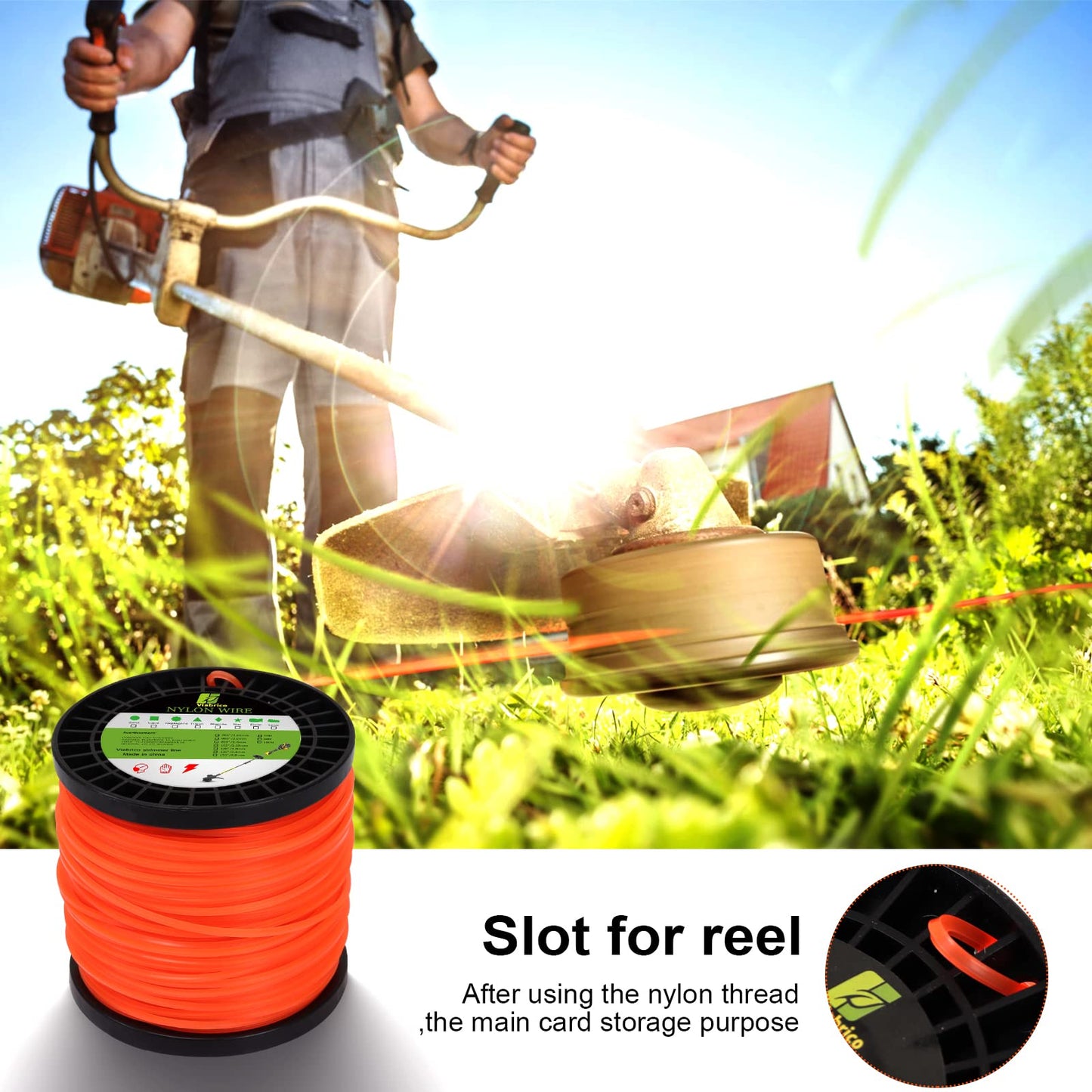 VIABRICO 0.080 Inch Trimmer Line, 0.080" Weed Wacker Eater String, Commercial Grade Square Nylon String Trimmer Line Replacement for String Trimmer Weed Trimmer .080"-425ft-1.35lb-Spool