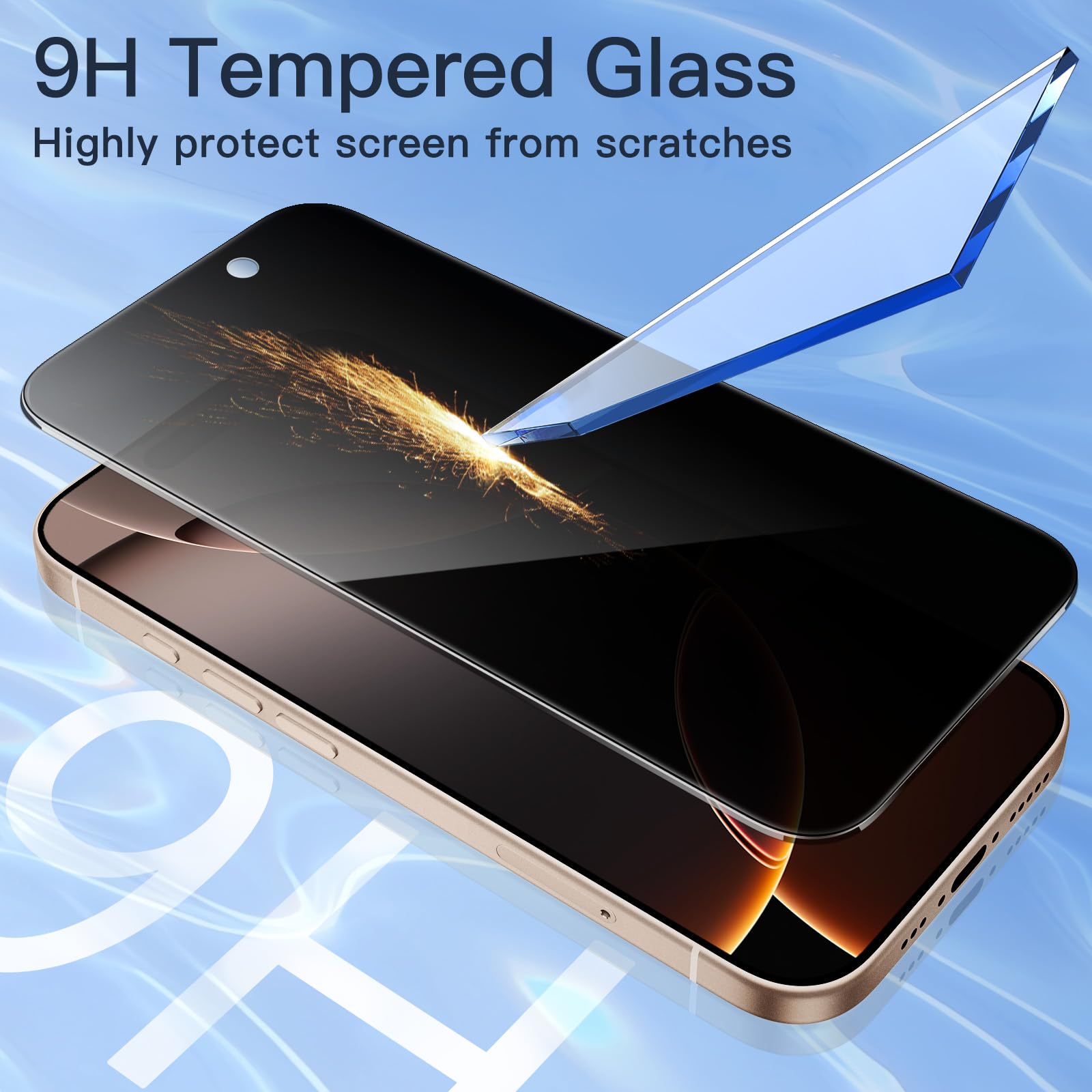JETech Privacy Screen Protector for iPhone 16 Pro Max 6.9-Inch, Anti-Spy Tempered Glass Film with Easy Installation Tool, 2-Pack - Available at All In One Marketplace Canada