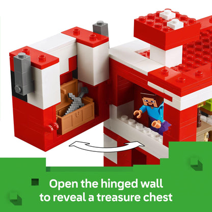 LEGO Minecraft The Mooshroom House Toy Figures and Playset - Building Minecraft Toy for Kids, Boys and Girls, Ages 8+ - with Steve and Other Figures for Pretend Play - Gift Idea for Birthdays - 21270 LEGO