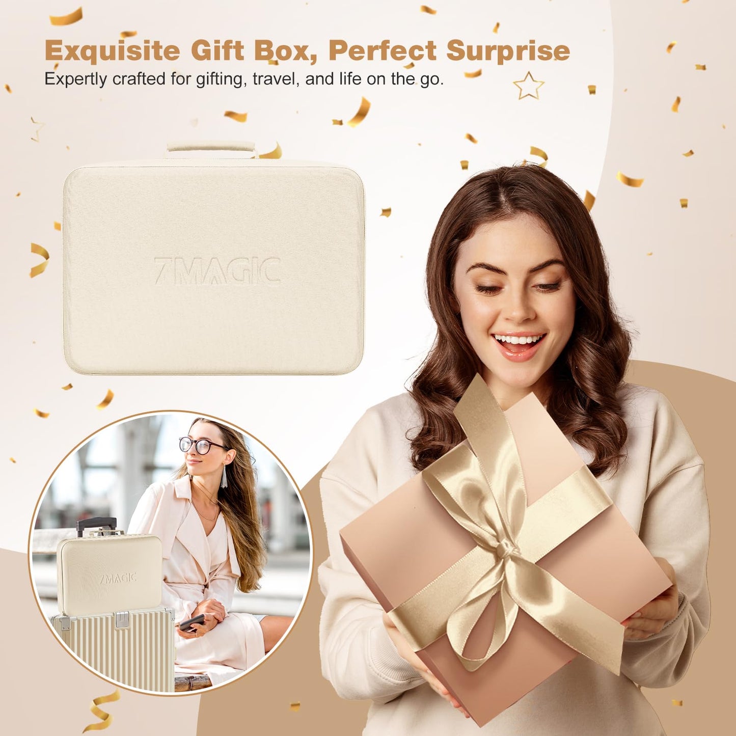 7MAGIC 7 in 1 Hair Styler & Hair Dryer Brush,110,000 RPM High-Speed Negative Ionic Hot Air Styler, 1400W Powerful Blow Dryer Brush & Multi-Style for Straight,Wavy, Curly, and Coily Hair,Champagne Gold - Available at All In One Marketplace Canada