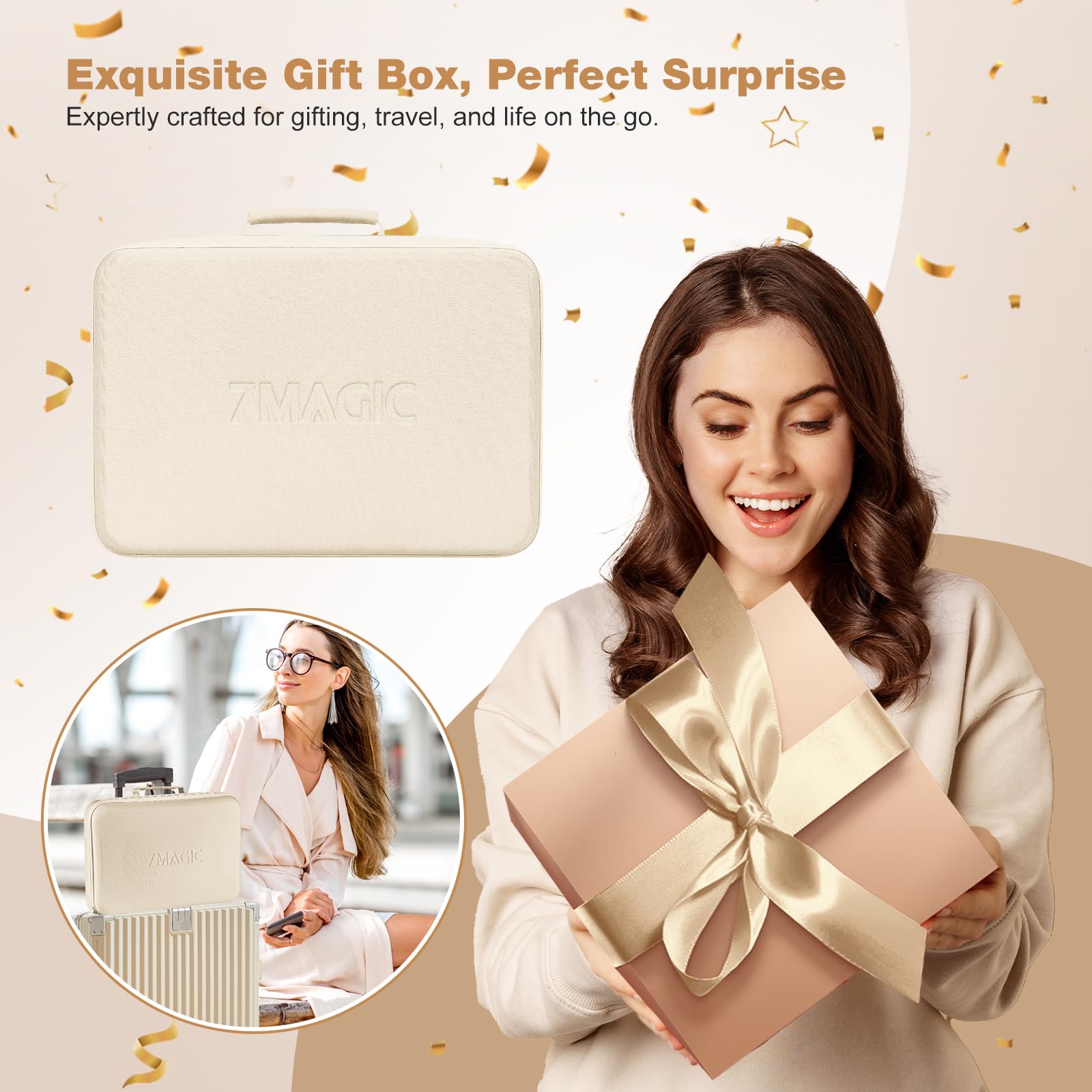 7MAGIC 7 in 1 Hair Styler & Hair Dryer Brush,110,000 RPM High-Speed Negative Ionic Hot Air Styler, 1400W Powerful Blow Dryer Brush & Multi-Style for Straight,Wavy, Curly, and Coily Hair,Champagne Gold - Available at All In One Marketplace Canada