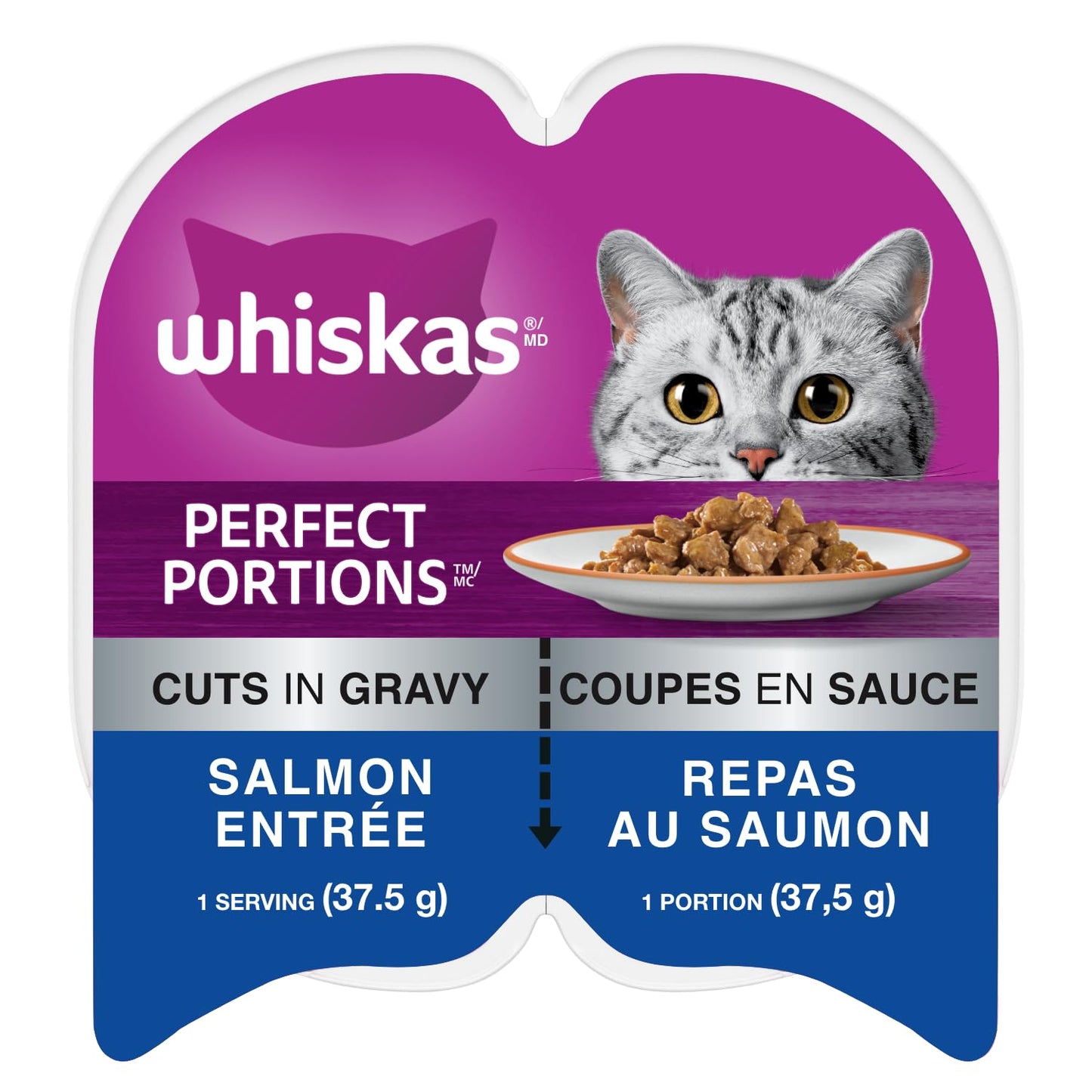 WHISKAS Perfect PORTIONS Kitten Wet Cat Food, Salmon Flavour, 75g whiskas
