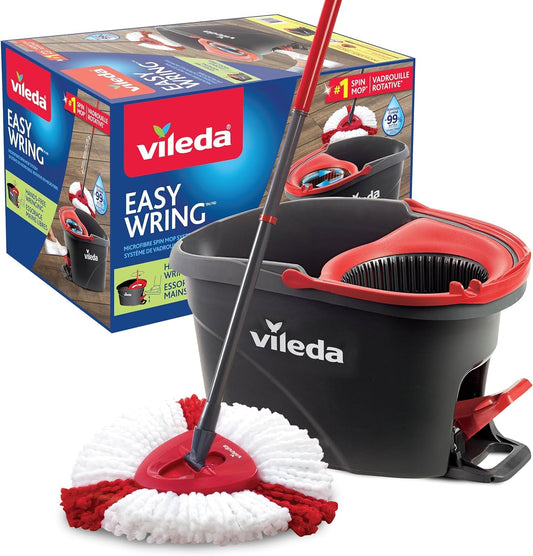 Vileda EasyWring Spin Mop & Bucket Floor Cleaning System with Power Mop Head | Hands-Free Wringing Mop Bucket | Extendable Handle | Safe on All Floor Types| Mop Refill Removes Tough Dirt and Grime - Available at All In One Marketplace Canada