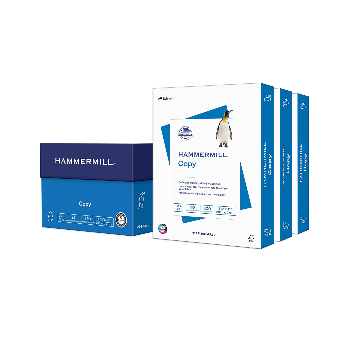Hammermill Paper, Copy, 20lb, 8.5 x 11, 92 Bright, Letter, 1,500 Sheets / 3 Reams, (113620), Made In The USA Hammermill