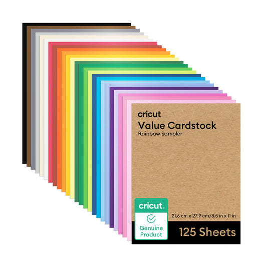 Cricut Value Cardstock Paper, Rainbow Sampler - 125 Sheets (8.5" x 11") - Compatible with Joy Xtra, Explore, & Maker Machines - Letter Size - Available at All In One Marketplace Canada