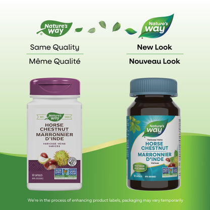 Nature's Way Horse Chestnut Supplement – Helps Treat Varicose Veins and Associated Symptoms – Digestive System Inflammation Relief – 100mg Calendula, 250mg Horse Chestnut – 90 Vegetarian Capsules - Available at All In One Marketplace Canada