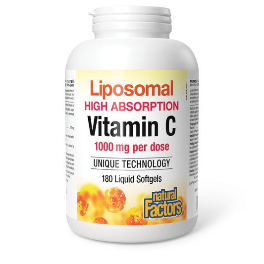 Natural Factors Liposomal Vitamin C, HIGH ABSORPTION, 180 Liquid Softgels, 1000 mg per Serving (2 Softgels), Immune Support, Antioxidants, Proudly Canadian - Available at All In One Marketplace Canada