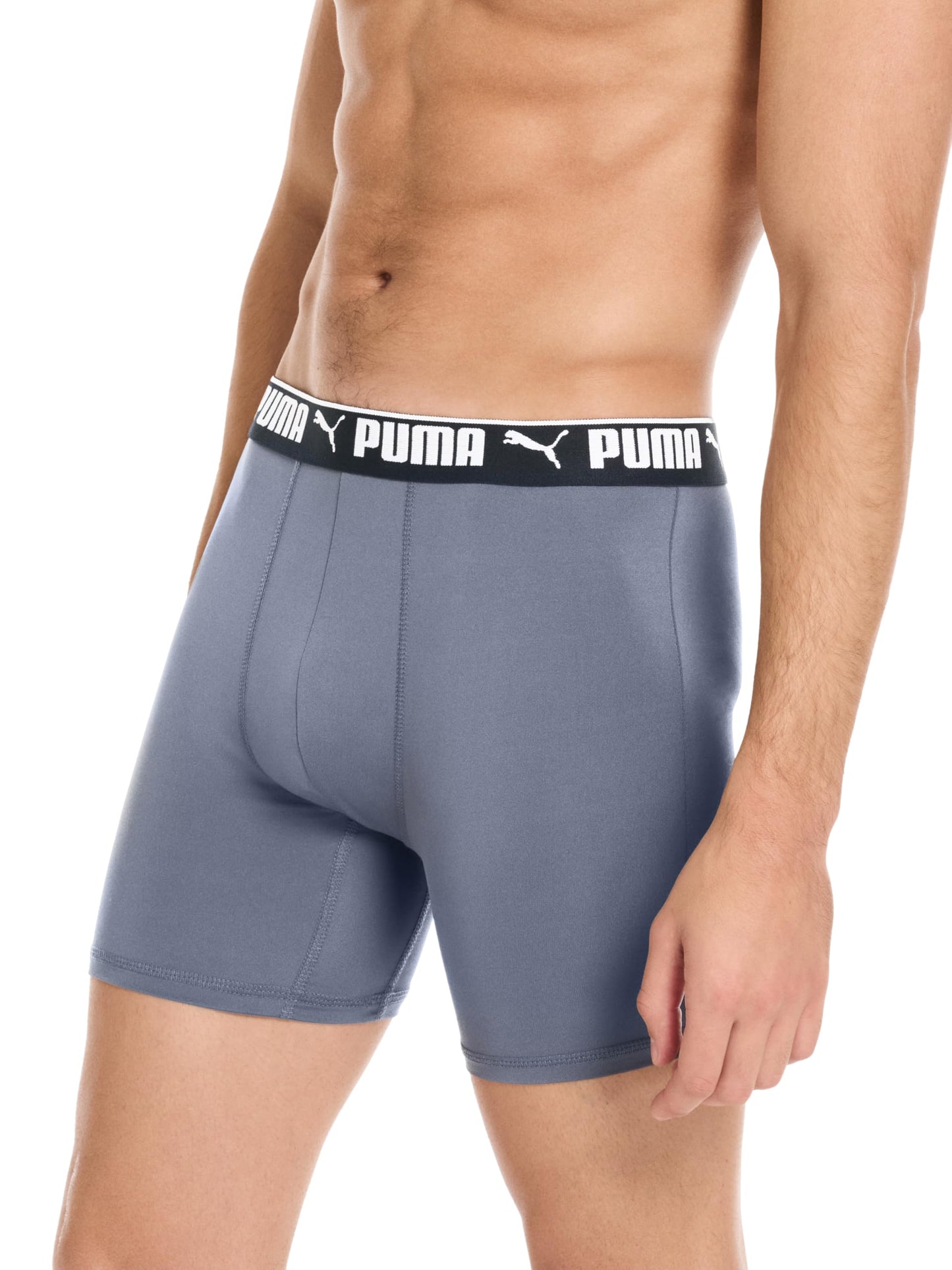 Puma Men's 4 Pack Active Stretch Boxer Briefs, Black/Grey, Medium