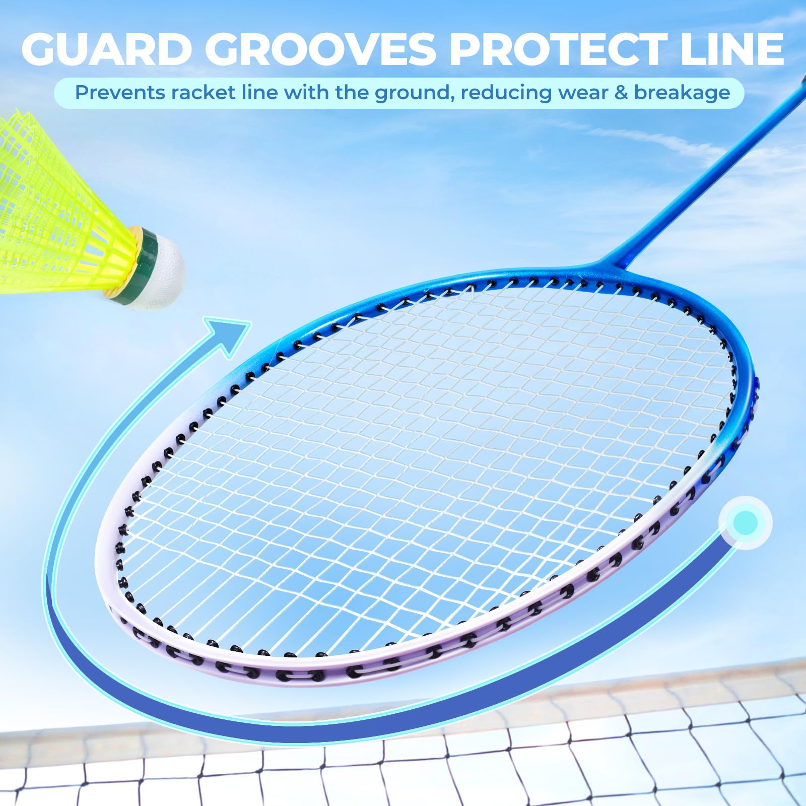 HIRALIY Badminton Rackets for Outdoor Backyard Games, Lightweight Badminton Set of 4 for Kids & Adults & Beginners, Including 4 Rackets, 12 Nylon Shuttlecocks, 4 Replacement Grip Tapes, 1 Carrying Bag - Available at All In One Marketplace Canada