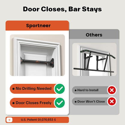 Sportneer Pull Up Bar Doorway Chin Up Bar No Screws Door Frame Chin Up Push Up Sit Up Bar Adjustable 75-94cm (29.5''-37'') Up to 200kg Capacity Workout Bar - Available at All In One Marketplace Canada
